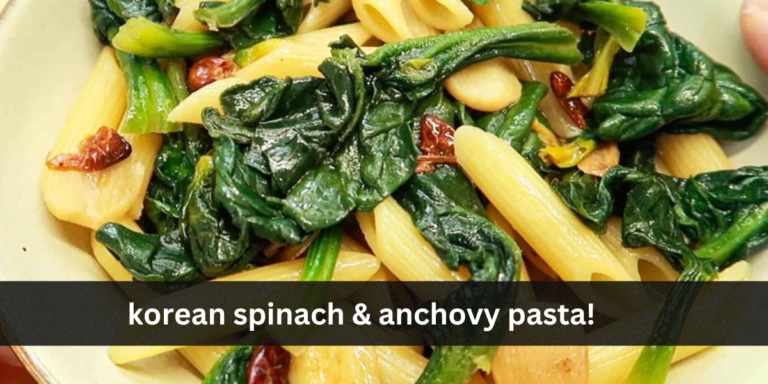 korean spinach & anchovy pasta!
